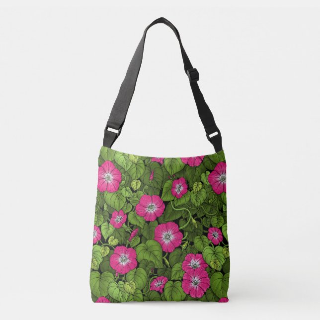Bolso Cruzado Gloria matutina en rosa y verde (Anverso)