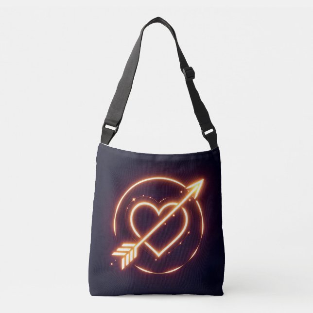 Bolso Cruzado glowing image of a heart with cupid's arrow (Anverso)