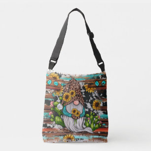 Bolso Cruzado Gnome Occidental Sunflowers Turquoise Stones