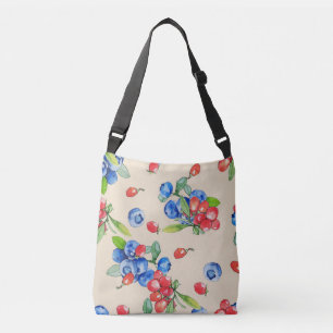 Bolso Cruzado Goji, arándano azul: patrón de ilustracion acuátic