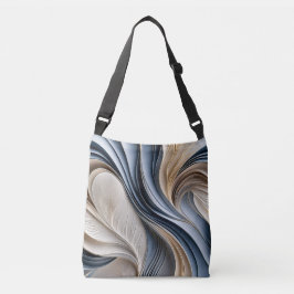 Bolso Cruzado Golden Air - Azul suave y oro que fluye Abstracto
