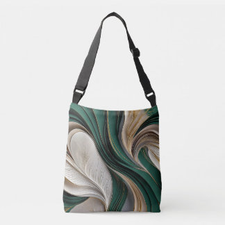 Bolso Cruzado Golden Air – Esmeralda y Oro Fluyendo Abstracto