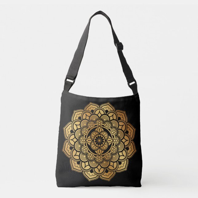 Bolso Cruzado Golden Mandala Art Design Tote Bag (Anverso)