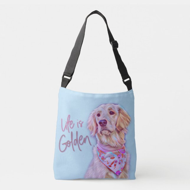 Bolso Cruzado Golden retriever - la vida es de oro (Anverso)