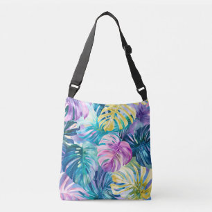 Bolso Cruzado Golden Watercolor Tropical Leaves Paradise