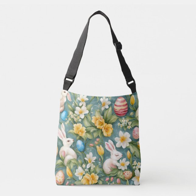 Bolso Cruzado Graceful Apple Blossom, Tulips y Huevos de Pascua (Anverso)