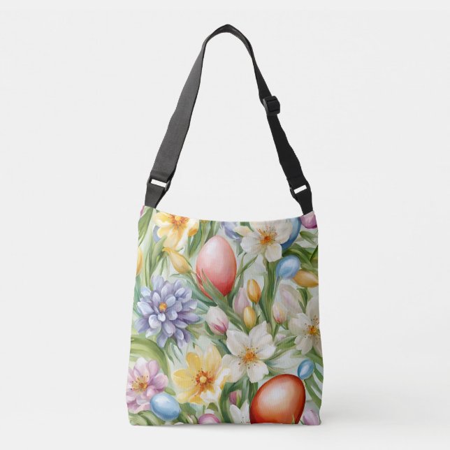 Bolso Cruzado Graceful Apple Blossom, Tulips y Huevos de Pascua (Anverso)