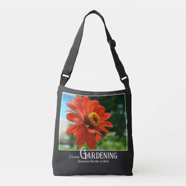 Bolso Cruzado Graciosa jardinería diciendo naranja floral zinnia (Anverso)