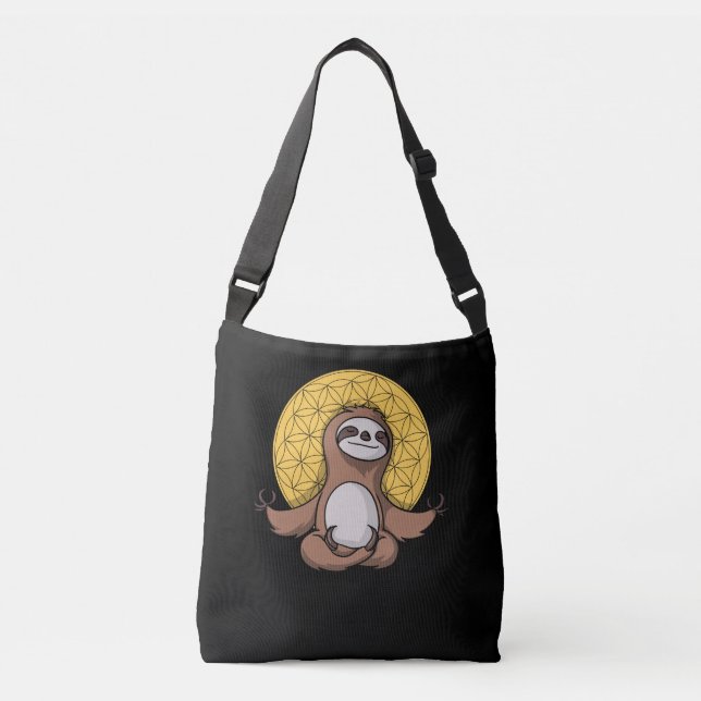 Bolso Cruzado Graciosa Sloth Zen Yoga Meditation Animal (Anverso)