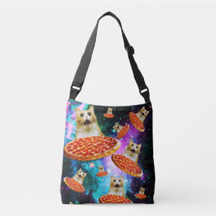 Bolso Cruzado Gracioso gato de pizza espacial