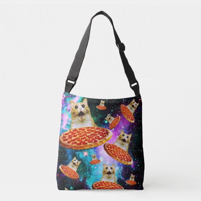 Bolso Cruzado Gracioso gato de pizza espacial (Anverso)