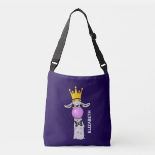 Bolso Cruzado Gracioso Ilustracion de Llama que sopla una burbuj