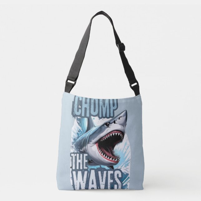 Bolso Cruzado Graffiti de inspiración gráfica de tiburón blanco  (Anverso)