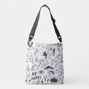 Bolso Cruzado Graffiti lindo: Conjunto de arte Doodle.