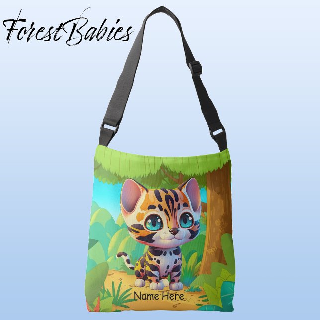 Bolso Cruzado Gráfica de Personalizado Safari de tigres salvajes (Tiger ForestBabies Crossover Bag - Front)