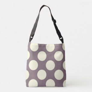 Bolso Cruzado Gran diseño de puntos de polka blanco en morado
