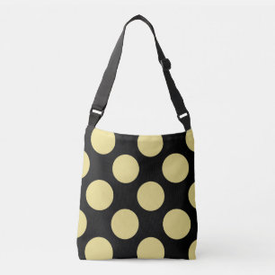 Bolso Cruzado Gran diseño de puntos de polka verde sobre negro
