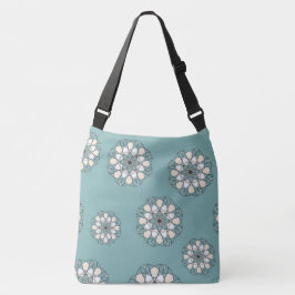 BOLSO CRUZADO "GRAN FLORES AZULES DE MANDALA"