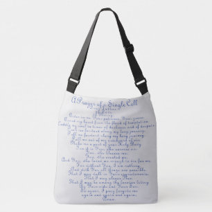 Bolso Cruzado Gran Tote de cuerpo cruzado con plegaria de una ce