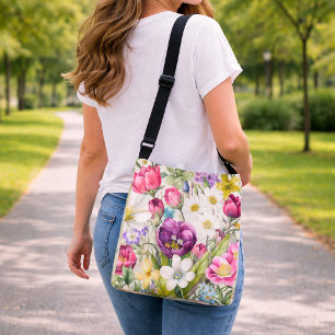 Bolso Cruzado Grandes flores surtidas de colores oscuros