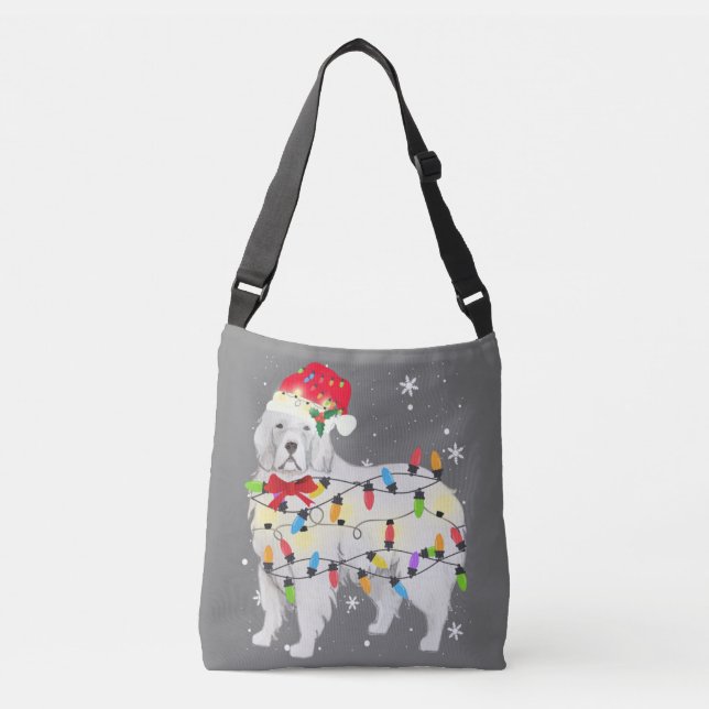Bolso Cruzado Grandes Navidades de Perro de los Pirineos Encende (Anverso)