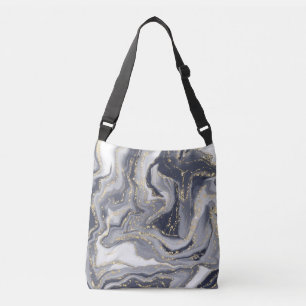 Bolso Cruzado Gris, blanco y oro desangrados