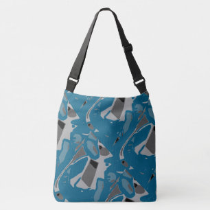 Bolso Cruzado Gris claro y oscuro Turquesa Arte Abstracto Inclin