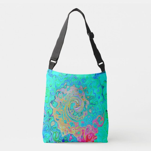 Bolso Cruzado Groovy Abstract Retro Arcoiris Liquido Swirl (Anverso)