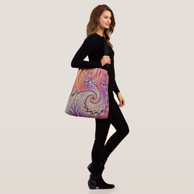 Bolso Cruzado Groovy Abstracto Digital Funky Boho Espiral Fracta (Puesto)