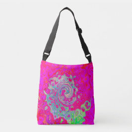 Bolso Cruzado Groovy Resumen Verde azulado Azul y Rojo Swirl
