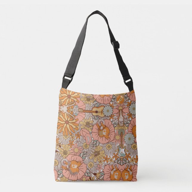 Bolso Cruzado Groovy Retro 1960 Naranja Guitarra De Conejo Blanc (Anverso)