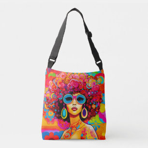 Bolso Cruzado Groovy Retro Afro Moda Pop Art