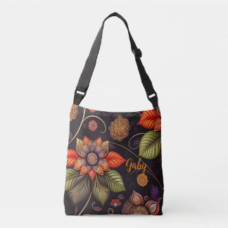 Bolso Cruzado große Blüten mit Ornamenten edles Muster