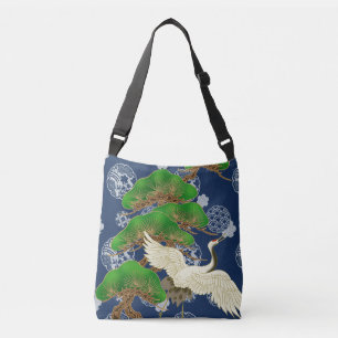 Bolso Cruzado Grúa azul Patrón de Kimono inspirado en tela japon