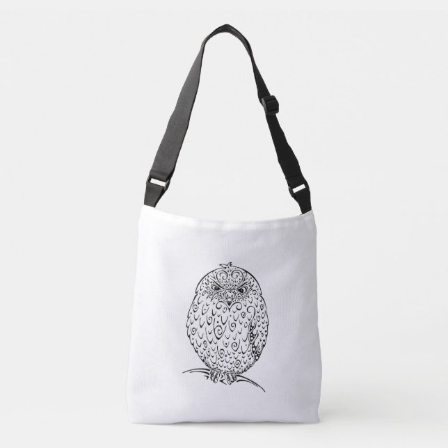 Bolso Cruzado Grumpy African Barred Owlet Design (Anverso)
