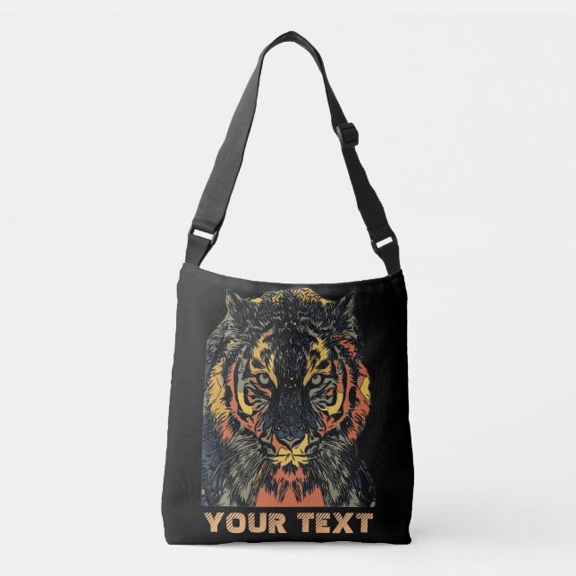 Bolso Cruzado Guay Tiger Face Art Añadir tu propio texto (Anverso)