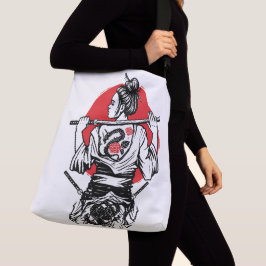 Bolso Cruzado Guerrera Samurái Femenina – Tatuaje de Rosa de Dra