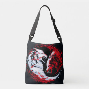 Bolso Cruzado Guerrero Lobo Cósmico Rojo Blanco