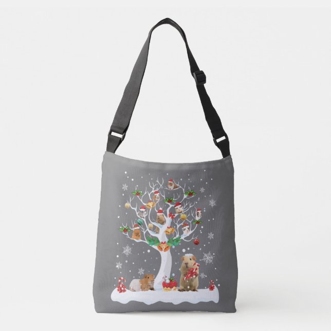Bolso Cruzado Guinea Pig Christmas On Winter Tree Goat Lover Paj (Anverso)