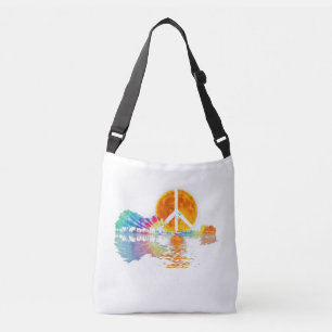 Bolso Cruzado Guitar Lake Shadow Peace Love Guitar Hippie