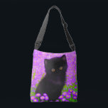 Bolso Cruzado Gustav Klimt Cat<br><div class="desc">Bolsa de Crossbody con un gato de Gustav Klimt! Este florido gatito se encuentra en un campo verde de flores moradas. Un regalo perfecto para los amantes del gato y del arte austriaco.</div>
