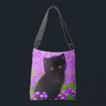 Bolso Cruzado Gustav Klimt Cat<br><div class="desc">Bolsa de Crossbody con un gato de Gustav Klimt! Este florido gatito se encuentra en un campo verde de flores moradas. Un regalo perfecto para los amantes del gato y del arte austriaco.</div>