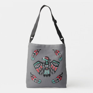Bolso Cruzado Haida Eagle y Orca Personalizado Texto reversible