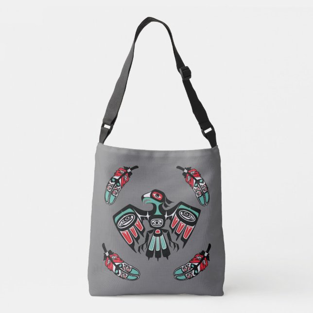 Bolso Cruzado Haida Eagle y Orca Personalizado Texto reversible (Reverso)