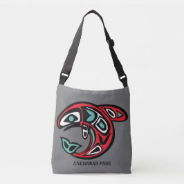 Bolso Cruzado Haida Eagle y Orca Personalizado Texto reversible