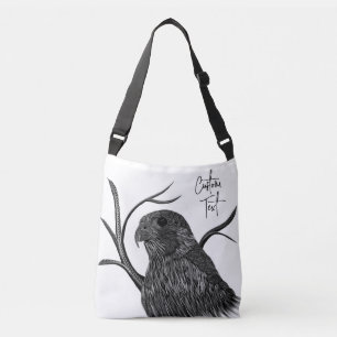 Bolso Cruzado Halcón peregrino en ramas de árbol con escritura a