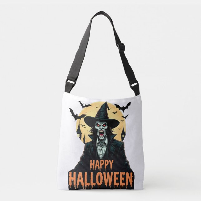 Bolso Cruzado Halloween Horror Bruja con ojos rojos (Anverso)