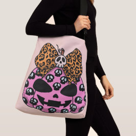 Bolso Cruzado Halloween, Patrón de Calavera, Cara de Calabaza
