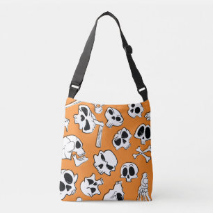 Bolso Cruzado Halloween Skulls Bones Doodle Pattern