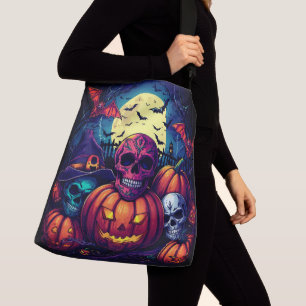Bolso Cruzado Halloween,Sombrero de Bruja Rosa Cráneo ,Cráneo de